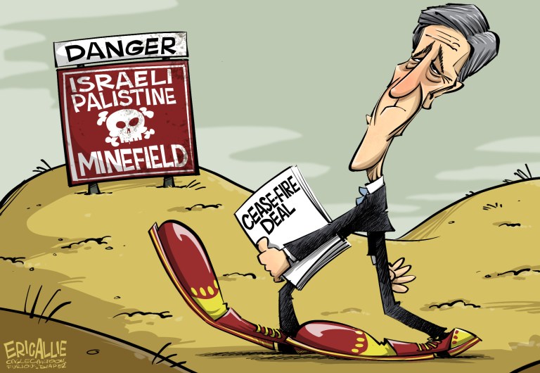 Editorial cartoon: Walking into a minefield