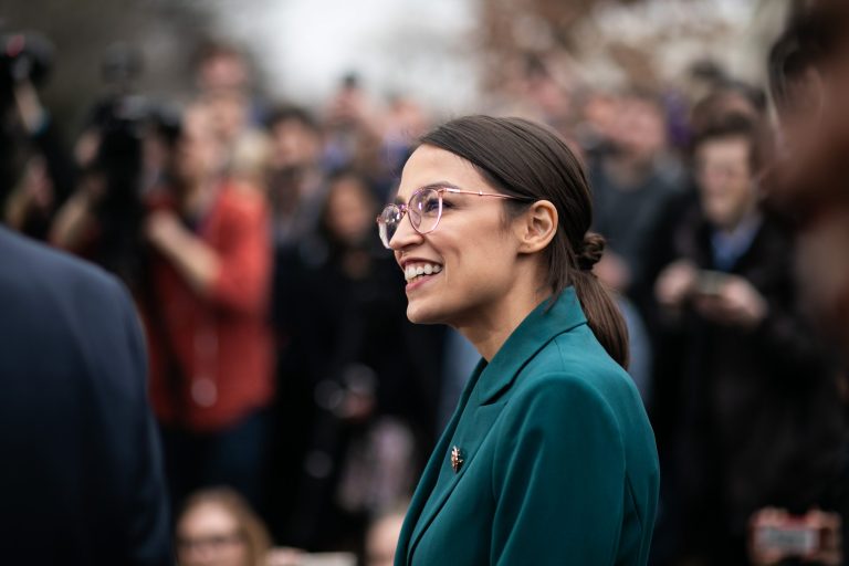 Rep. Alexandria Ocasio-Cortez, D-N.Y., holds a press conference on the Green New Deal Resolution outside of the U.S. Capitol, Thursday, Feb. 7, 2019. 