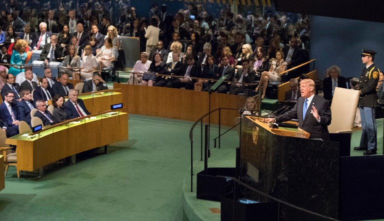 President Trump speaks during the 72nd session of the United Nations General Assembly at U.N. headquarters in New York. (AP Photo/Mary Altaffer)