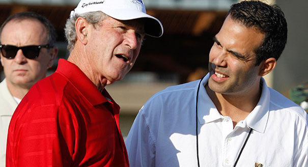 Former President Bush with nephew George P. Bush. AP Photo