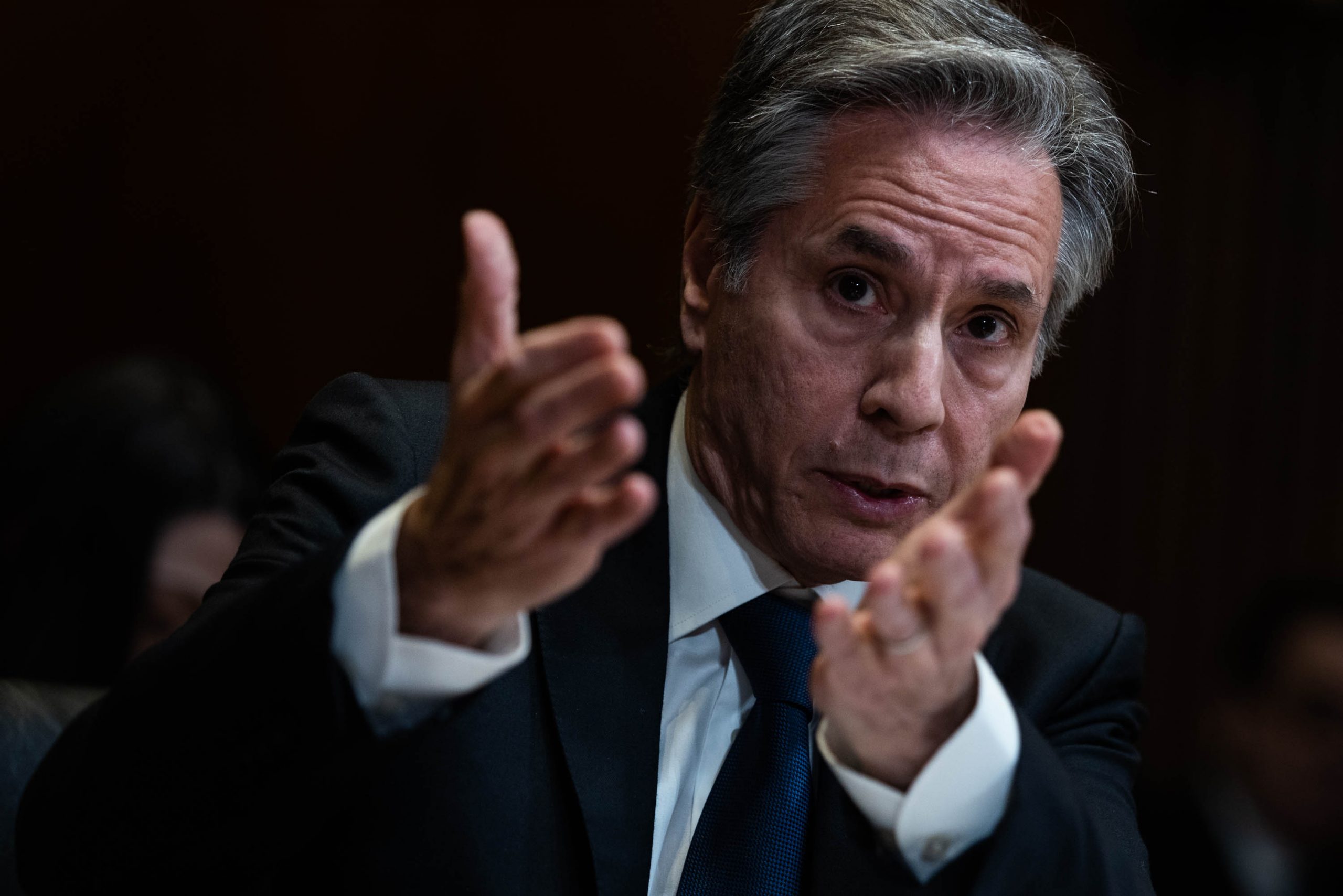 U.S. Secretary of State Antony Blinken testifies on on Capitol Hill March 22, 2023, during a Senate Appropriations State-Foreign Operations Subcommittee hearing on the Biden administration's fiscal 2024 budget request for the State Department.