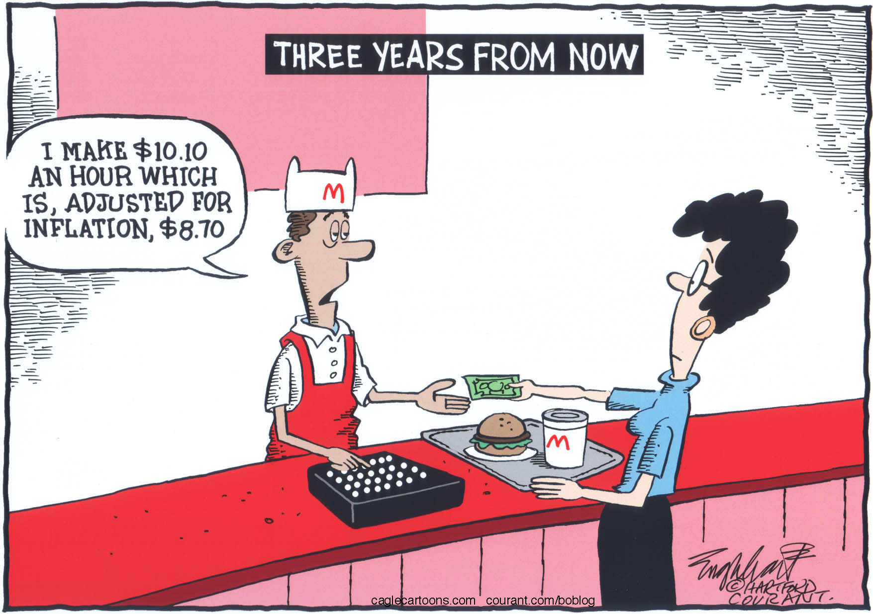 Editorial cartoon: Three years from now