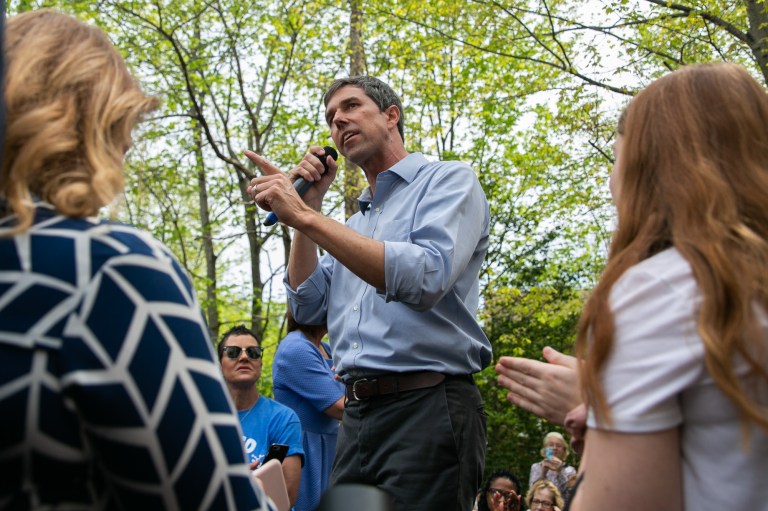 Beto O'Rourke speaks at a meet-and-greet.