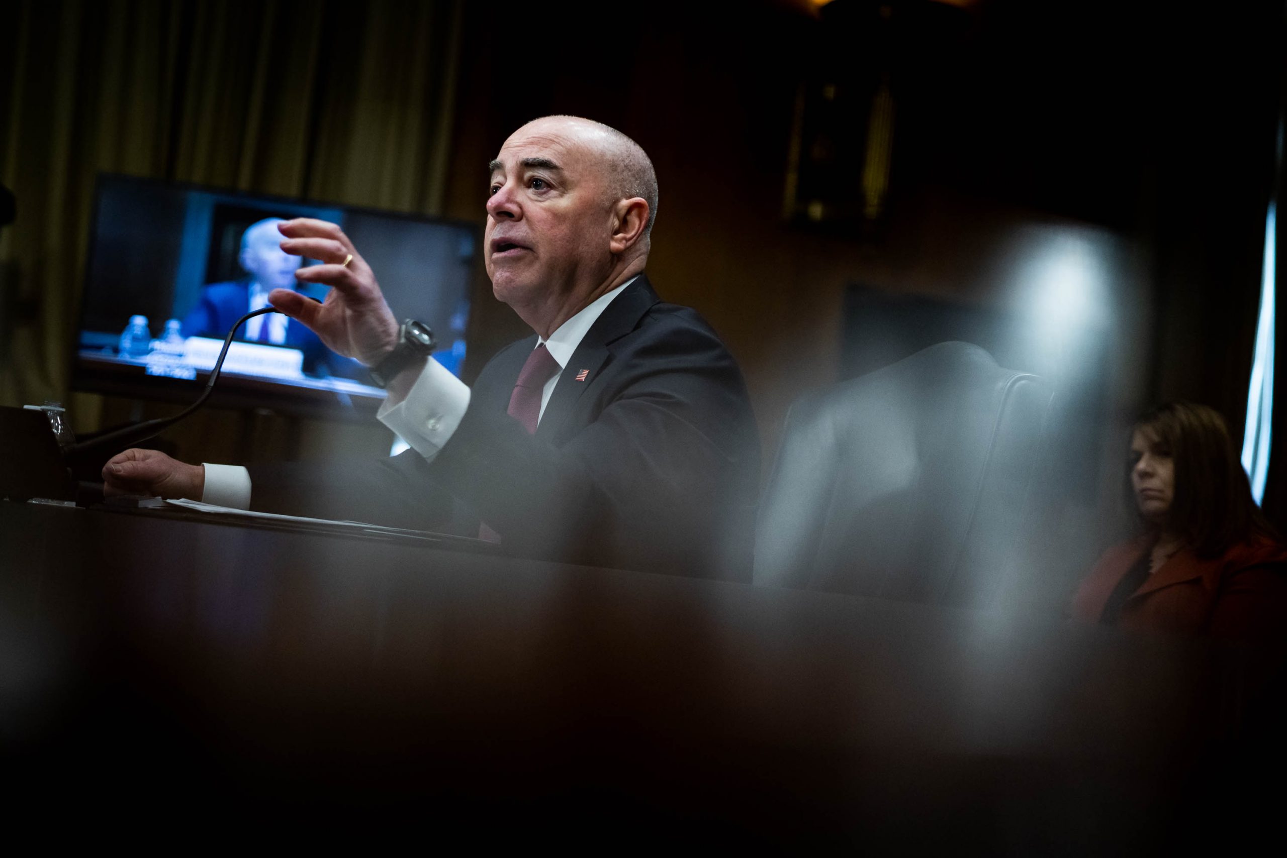 US Homeland Security Secretary Alejandro Mayorkas testifies before the House Homeland Security Committee on Capitol Hill in Washington, DC, on April 19, 2023.