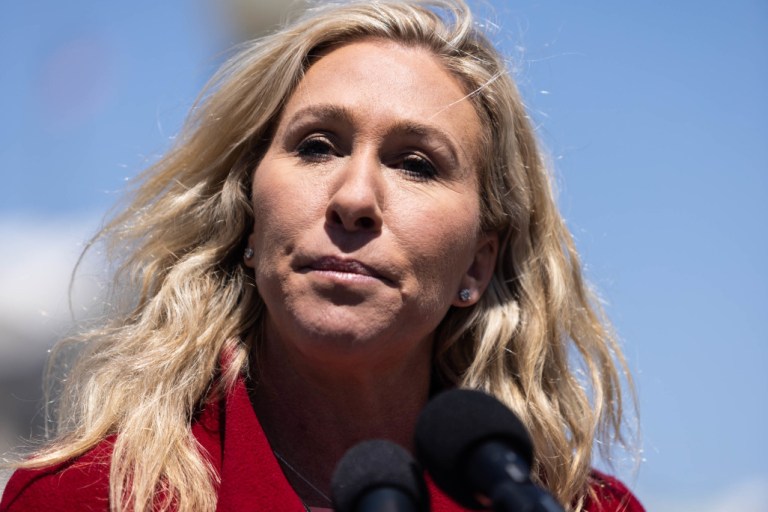 Rep. Marjorie Taylor Greene, a Georgia Republican, is seen on Capitol Hill in Washington, D.C.