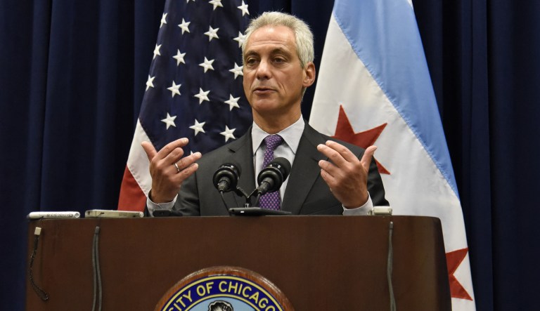 Chicago Mayor Rahm Emanuel applauded a federal judge's ruling to temporarily block the Trump administration from denying public safety grant money from so-called sanctuary cities. (AP Photo/Matt Marton)