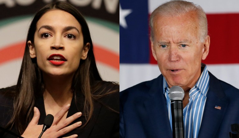 Alexandria Ocasio-Cortez and Joe Biden