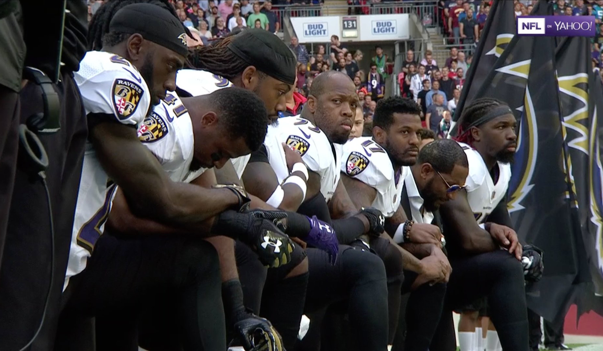 Watch: Baltimore Ravens and Jacksonville Jaguars players kneel during anthem after Trump criticism