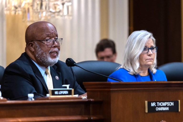 Chairman Bennie Thompson (D-MS) and Vice Chairwoman Liz Cheney (R-WY) of the House select committee investigating the Jan. 6 riot are seen in Washington.
