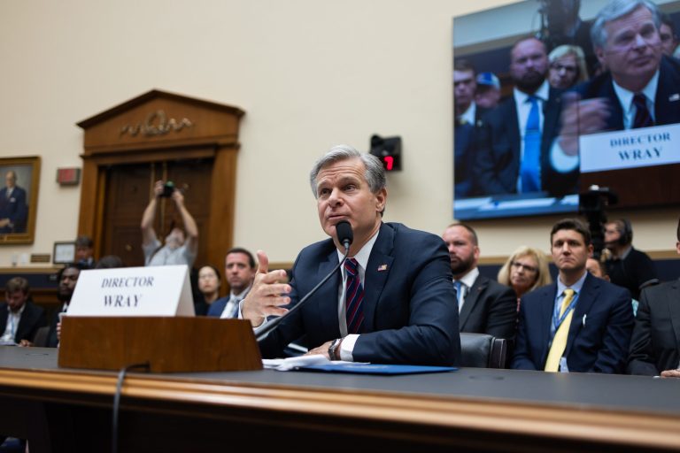 FBI Director Christopher Wray attends a House Committee on the Judiciary oversight hearing, Wednesday, July 12, 2023, on Capitol Hill in Washington.