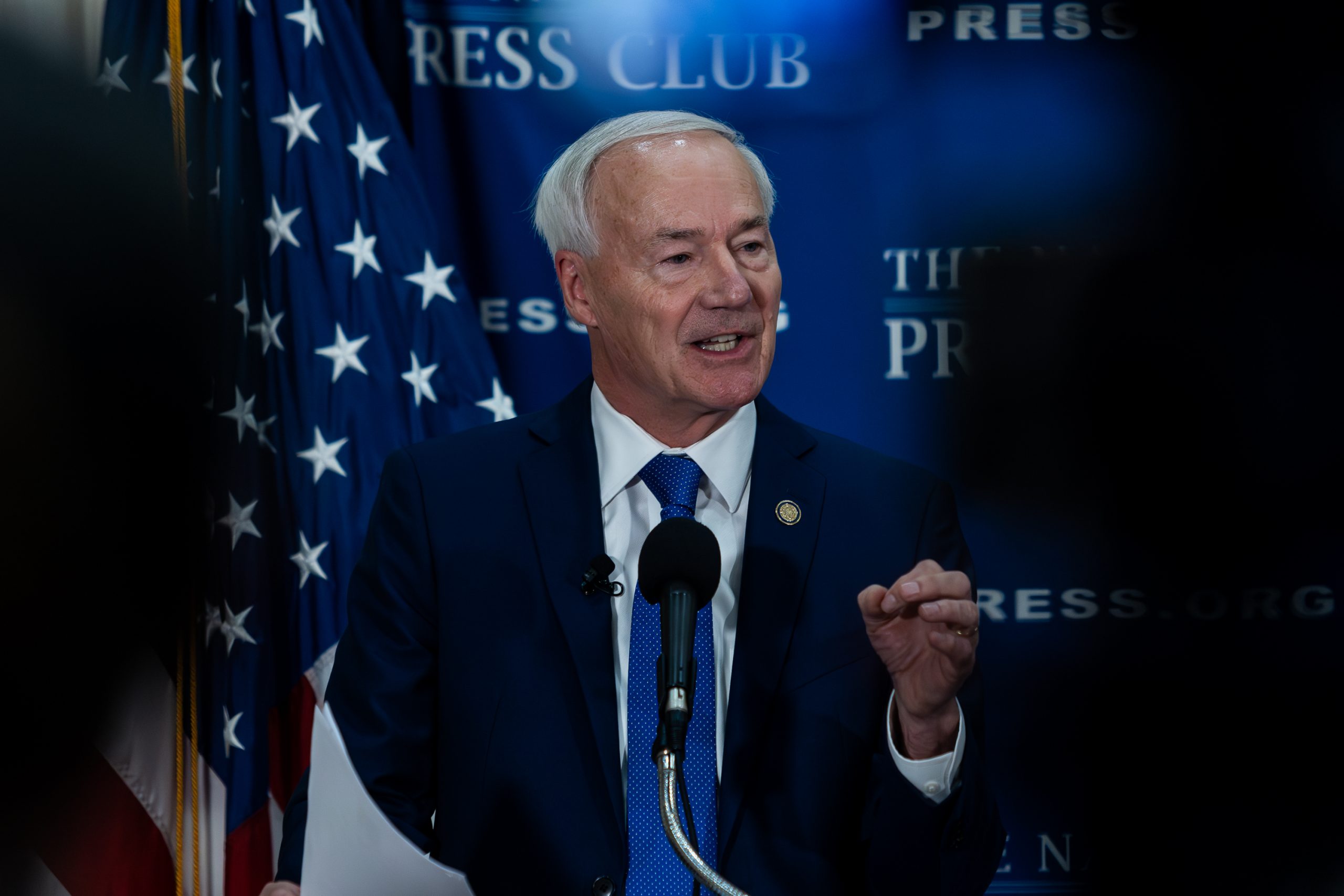 Asa Hutchinson, former Arkansas governor and Republican presidential candidate, speaks during an event at the National Press Club in Washington DC, on Monday, July 17, 2023.