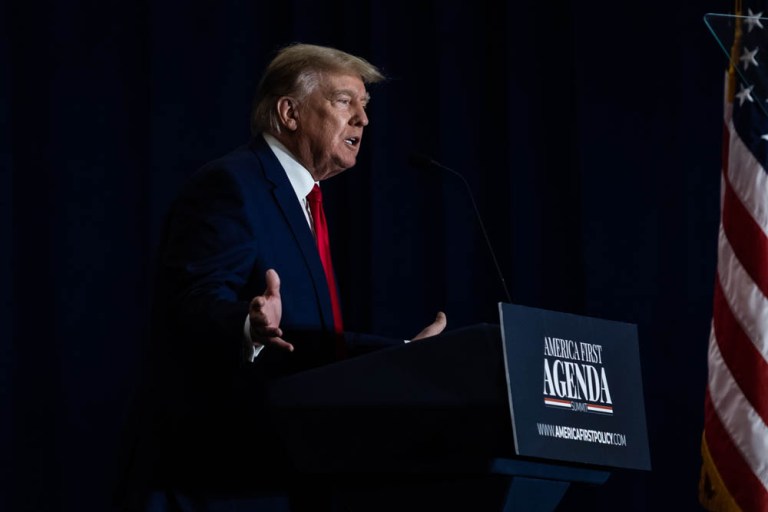 President Donald Trump speaks in Washington on Tuesday.
