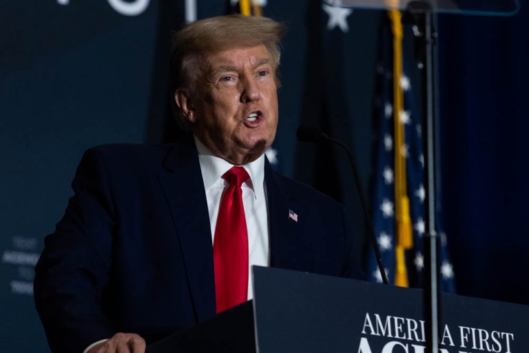 President Donald Trump speaks in Washington on Tuesday.