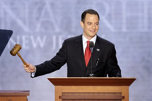 Chairman of the Rebpulican National Convention Reice Preibus gavels the second session of the Republican National Convention to order in Tampa, Fla., on Tuesday, Aug. 28, 2012. (AP Photo/J. Scott Applewhite)