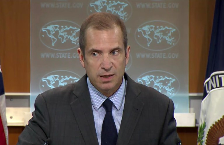 State Department spokesman Mark Toner said he personally couldn't tell if it was a glitch, or an edit. (Screen shot)
