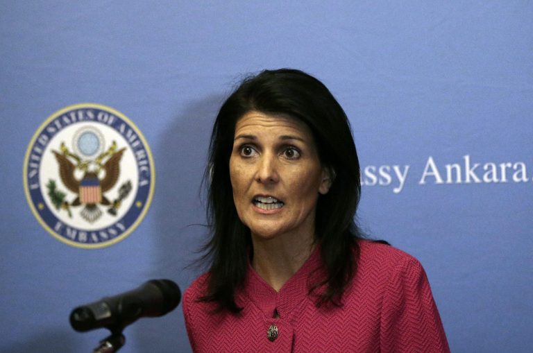 U.S. Ambassador to the U.N. Nikki Haley said that the U.S. remains committed to diplomatic and financial pressure on North Korea but that the country "remains prepared to counteract North Korean aggression through other means, if necessary." (AP Photo/Burhan Ozbilici, Pool)
