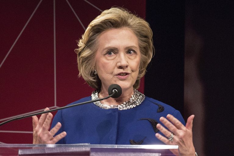 Former U.S. Secretary of State Hillary Clinton speaks at an event hosted by the U.S. Agency for International Development, on April 3, 2014 in New York City. (Photo by Andrew Burton/Getty Images)