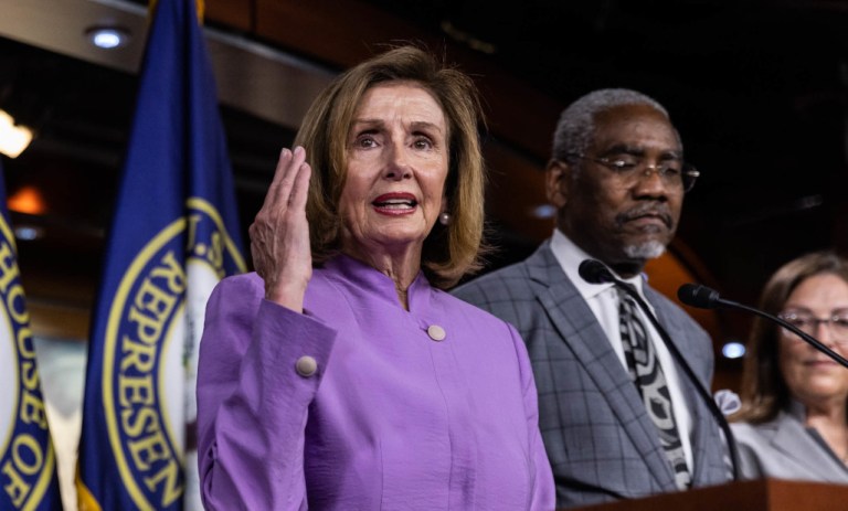House Speaker Nancy Pelosi (D-CA) holds a press conference in Washington, D.C.