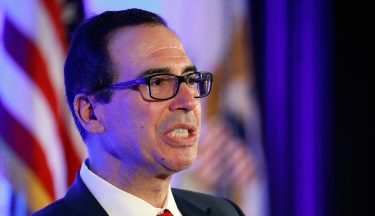 Police were called after a suspicious package was delivered at the home of Treasury Secretary Steve Mnuchin. (AP Photo/Alex Brandon)
