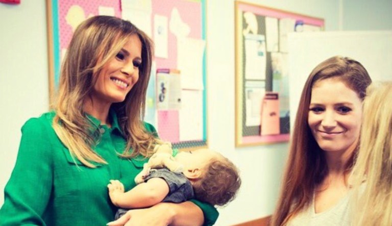 Trump also shared images of her interactions with patients and staff at the center on social media as members of the media were not allowed access during that portion of the day. (Credit: Melania Trump Twitter)