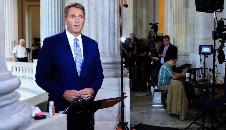 Sen. Jeff Flake, R-Ariz.,argues that leaving the deal would harm the economy and lead to increased immigration. (AP Photo/Manuel Balce Ceneta)