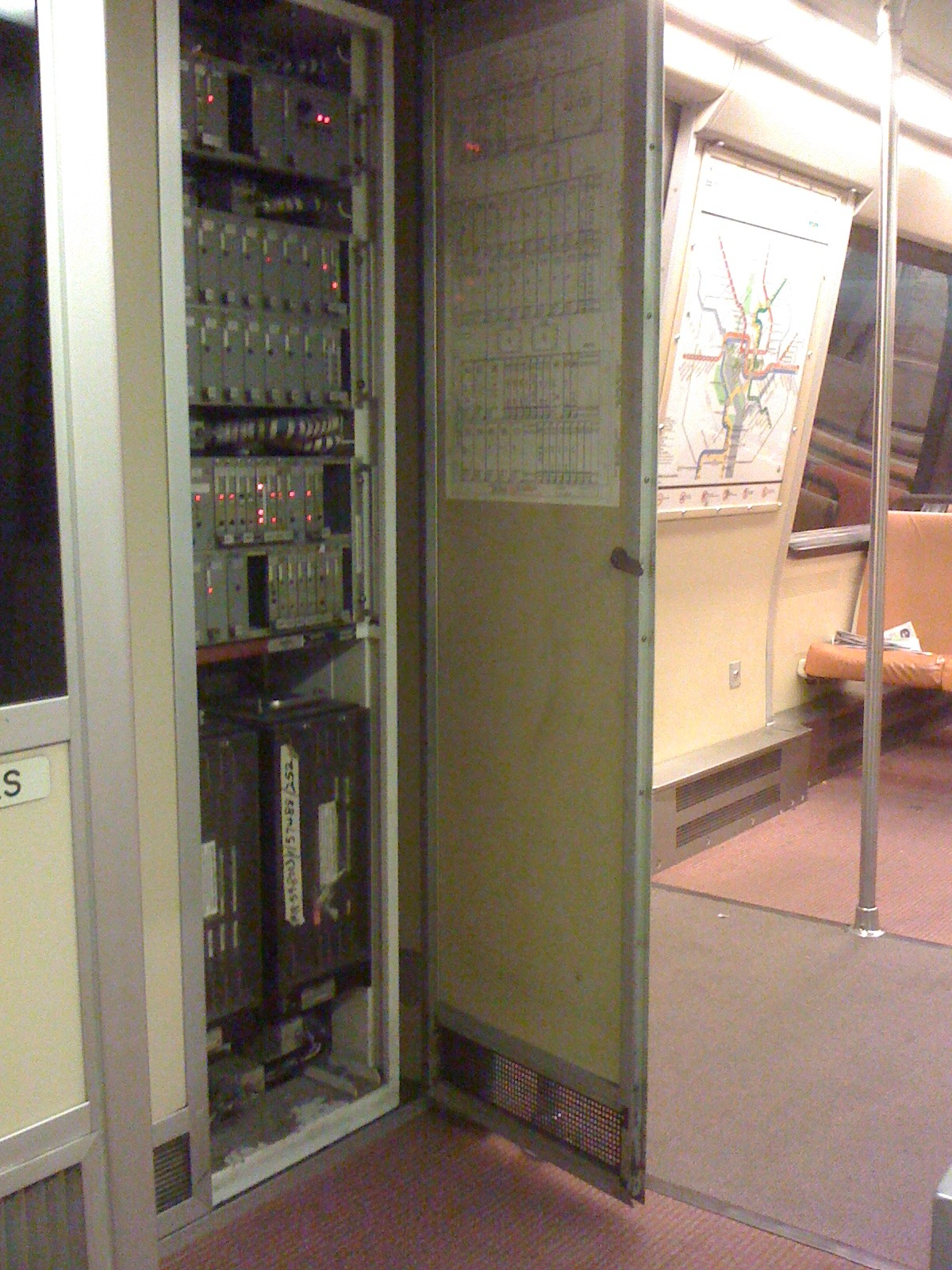 Rider reports electronics panel open on Metro car