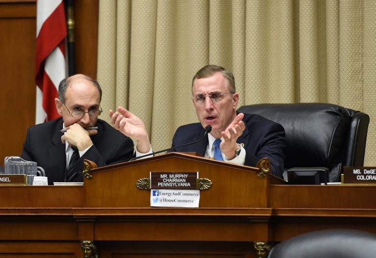 Rep. Tim Murphy, R-Pa., Chairman of the Subcommittee on Oversight and Investigations, questions a witness during a House Energy and Commerce subcommittee hearing looking into the effectiveness of vaccines in the wake of a measles outbreak and the exceptionally severe flu season, on Capitol Hill in Washington, Tuesday, February 3, 2015. (AP Photo/Molly Riley)