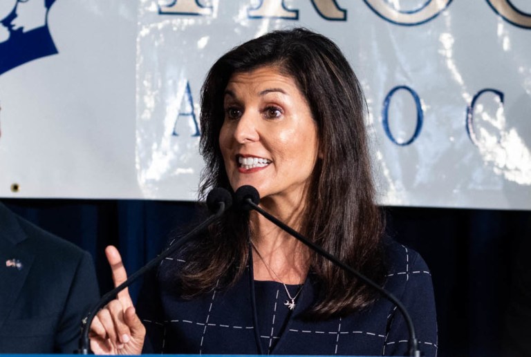 Former U.S. Ambassador to the United Nations Nikki Haley appears at an event in Pennsylvania.