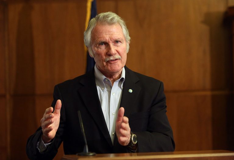 Oregon Gov. John Kitzhaber speaks during a news conference, Thursday, March 20, 2014, in Salem, Ore. Kitzhaber announced on Thursday that an independent review of Oregon's troubled health insurance exchange has found that a breakdown of management, an overly ambitious scope, and low quality of work by technology contractor Oracle Corp. are some of the reasons for Cover Oregon's failed launch. (AP Photo/Statesman-Journal, Kobbi R. Blair)