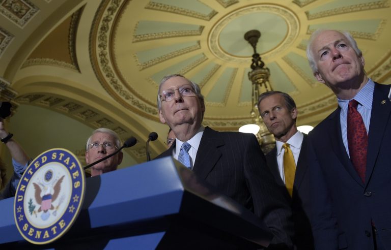 President-elect Trump's decisive victory sets up a possible nuclear showdown in the Senate next year over his Supreme Court nominee. However, Senate Republicans may not have the firepower among their own members to drop that bomb. (AP Photo/Susan Walsh, File)