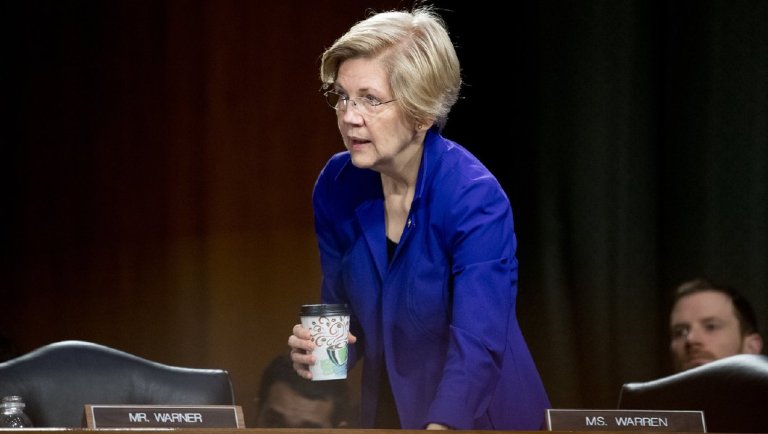 Sen. Elizabeth Warren, D-Mass., said the bill puts the country at a greater risk of the government being forced to bail out more banks. (AP Photo/Andrew Harnik)