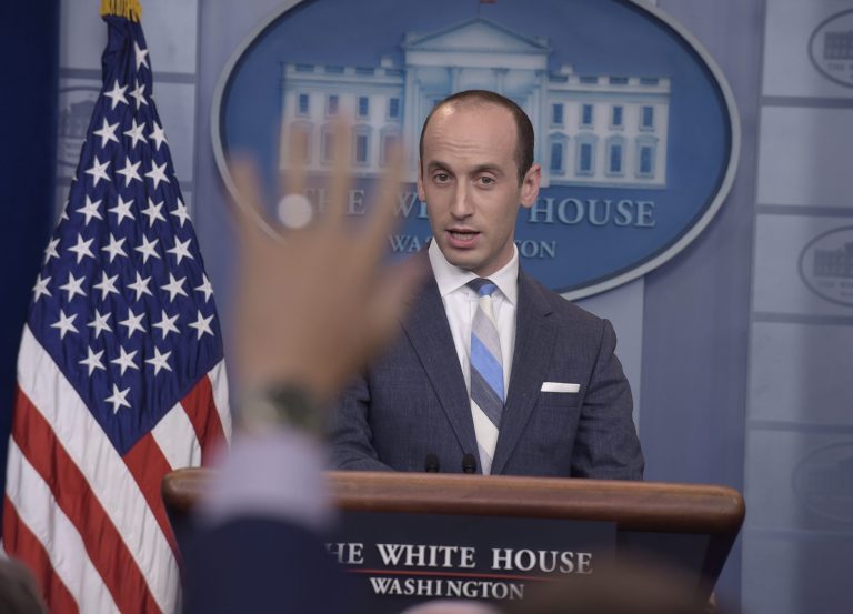 President Trump may be looking to shift senior policy adviser Stephen Miller to the White House communications director position. (AP Photo/Susan Walsh)