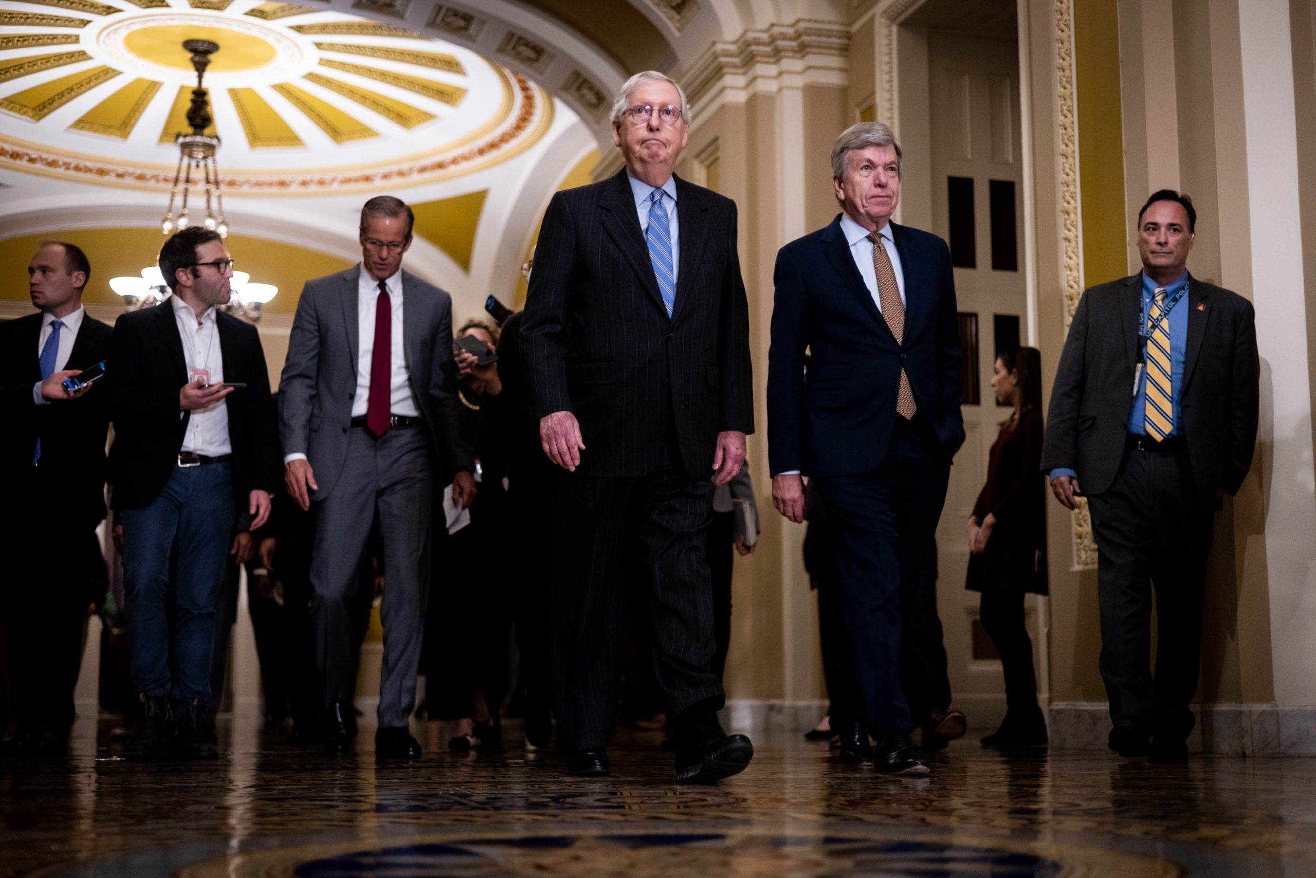 Senate Republicans arrive at a press conference on Capitol Hill, Tuesday, November 29, 2022.