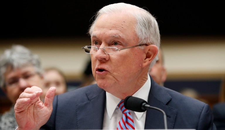 Sessions has come under fire for three times telling lawmakers, under oath, that while serving as a foreign policy adviser to the Trump presidential campaign, he did not communicate with Russians, nor did he know of other members of the campaign who had attempted to or had done so. (AP Photo/Alex Brandon)