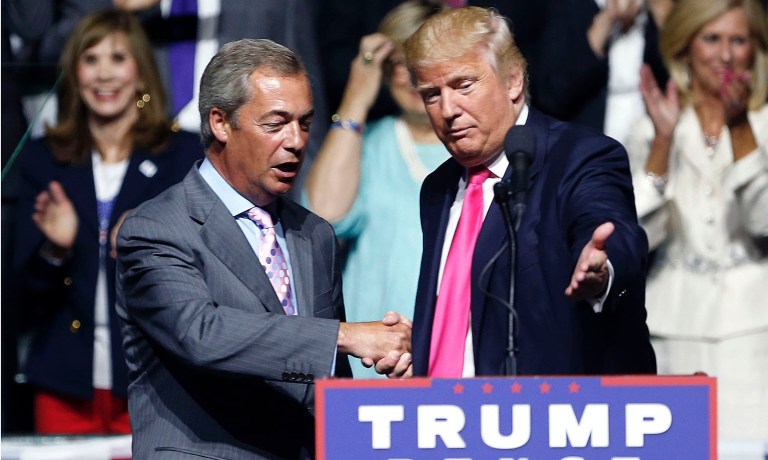 President-elect Trump ruffled feathers overseas when he tweeted his praise for Nigel Farage, the leader of the populist UK Independence Party who praised Trump throughout the presidential election. (AP Photo/Gerald Herbert, File)