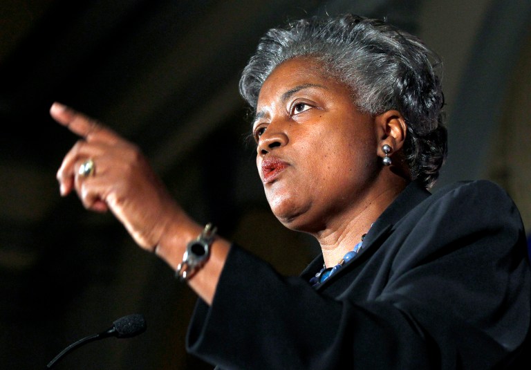 Donna Brazile had been lecturing on the importance of having hope about the future. That's when a DNC staffer, solely identified as Zach, took to his feet to call out Brazile. (AP Photo)