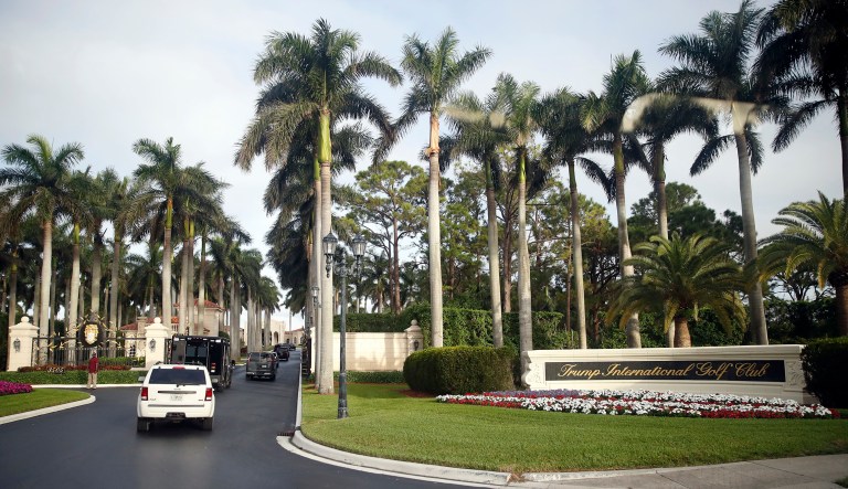 President Trump's motorcade arrived at Trump International Golf Club around 9 a.m. local time. The president was not seen by the pool reporter, however, and it is unclear whether the president is playing golf. (AP Photo/Alex Brandon)