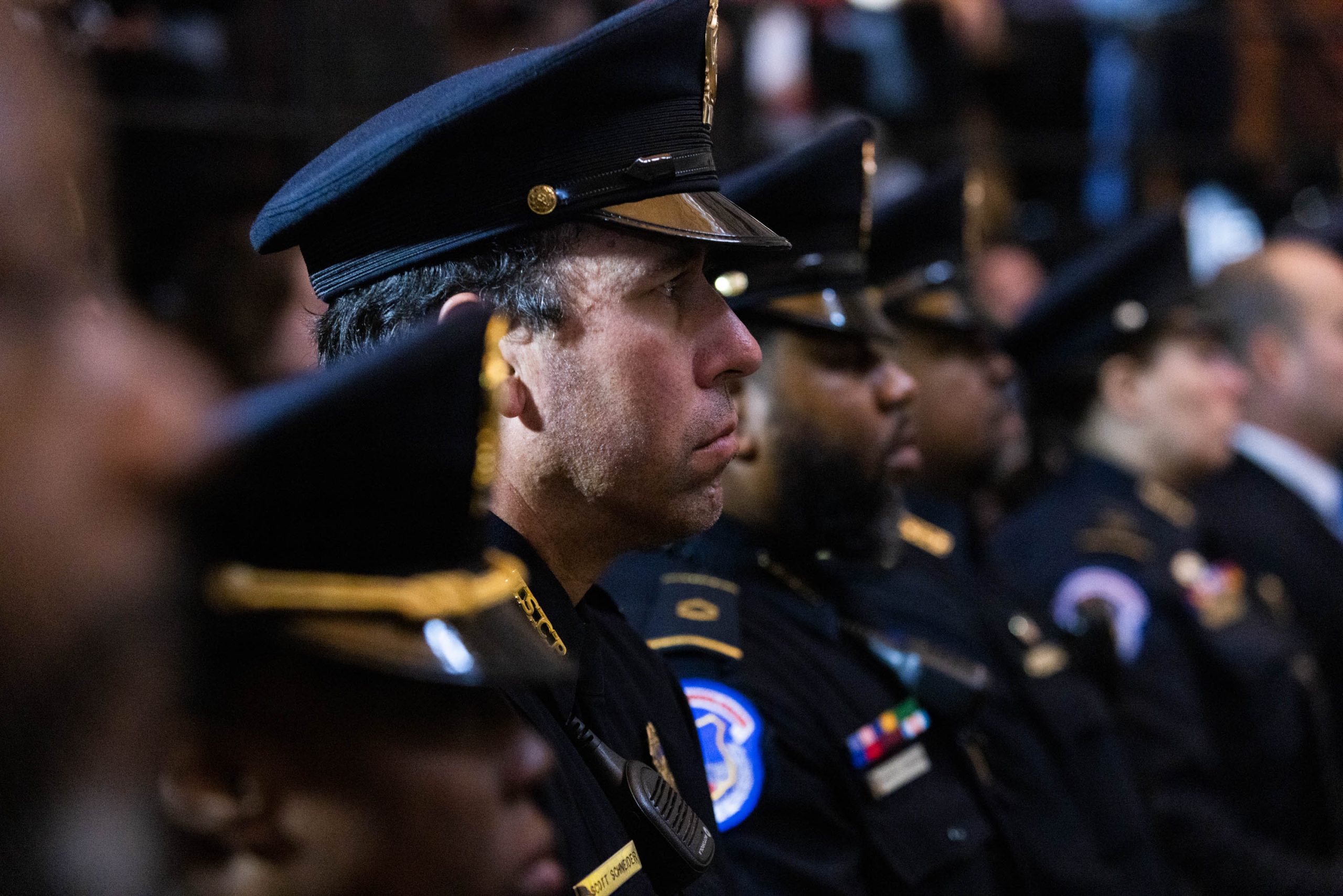 Capitol police officers attend a Congressional Gold Medal Ceremony in honor of the US Capitol Police and those who protected the Capitol on January 6th, in the rotunda of the U.S. Capitol Building. Tuesday, Dec. 6, 2022 in Washington 
