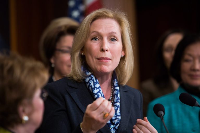 Senator Kirsten Gillibrand, D-N.Y., talks at a press conference. (Graeme Jennings/WEX)