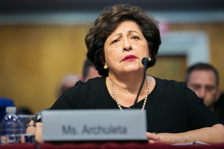 Office of Personnel Management Director Katherine Archuleta testifies before a Senate Appropriations Committee on Tuesday, June 23. 2015, on the data security breach at the OPM. (Graeme Jennings/Examiner)