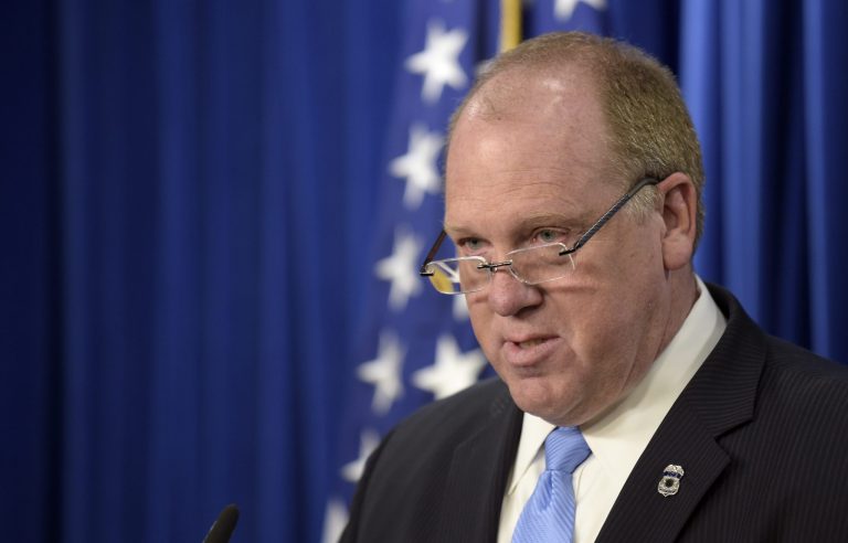 Immigration and Customs Enforcement Acting Director Tom Homan speaks at the announcement of the new Victims of Immigration Crime Engagement (VOICE) office at a news conference at Immigration and Customs Enforcement in Washington, Wednesday, April 26, 2017. (AP Photo/Susan Walsh)