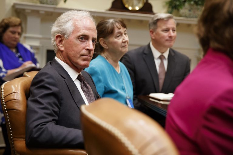 Senate Foreign Relations Committee Chairman Sen. Bob Corker, R-Tenn., said Senate staff is working on a Russian sanctions amendment to the election-meddling legislation. (AP Photo/Evan Vucci)
