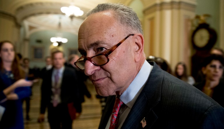 "When the House Republicans unveil their bill tomorrow, they'll essentially be initiating 'open warfare' on the middle class," Schumer said. (AP Photo/Andrew Harnik)