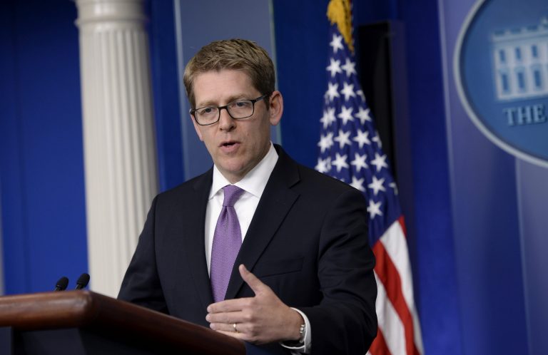White House press secretary Jay Carney speaks during the daily briefing at the White House in Washington, Monday. (AP Photo/Susan Walsh)