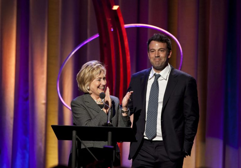 Ben Affleck introduces former Secretary of State Hillary Clinton during the annual Clinton Global Initiative award ceremony on September 25, 2013, in New York City. (Getty images File)