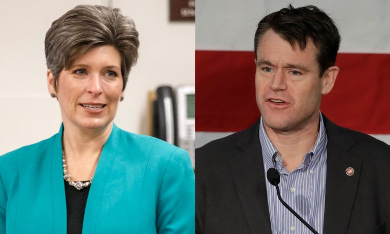 Joni Ernst is set to hit the campaign trail with GOP Senate candidate Todd Young. (AP Photo/Darron Cummings)