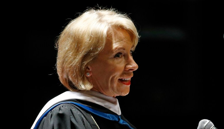 Betsy DeVos said in a wide-ranging conversation with reporters Wednesday that it's 