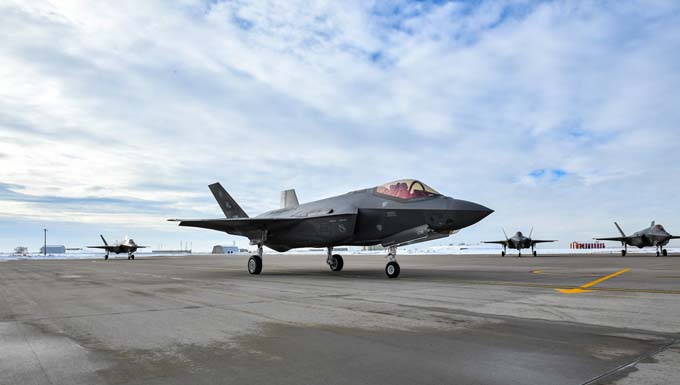 F-35A Lightning IIs piloted by the 388th and 419th Fighter Wings prepare to depart Hill Air Force Base, Utah, Jan. 20 to participate in exercise Red Flag. (Air Force photo)
