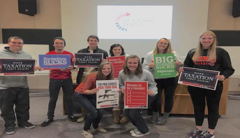 Emily Russell and Haley Cannon, the two students starting the Turning Point USA chapter, attribute their club's rejection to politically motivated censorship. (via Facebook)