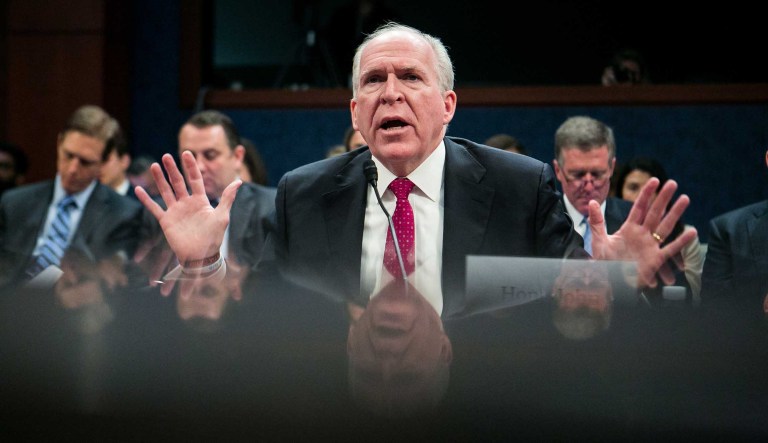 Former CIA Director John Brennan testifies on Capitol Hill.